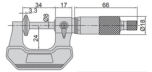 Фото 1 товара Микрометр МЗ-75, 50-75мм, 0.01мм невращ микровинт, INSIZE