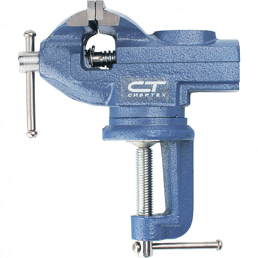 Фото 0 товара Тиски слесарные, настольные, поворотные, ширина рабочих губок 65 мм, наковальня Сибртех