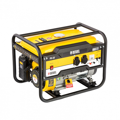 Фото 0 товара Генератор бензиновый PS 33, 3.3 кВт, 230 В, 15 л, ручной стартер Denzel