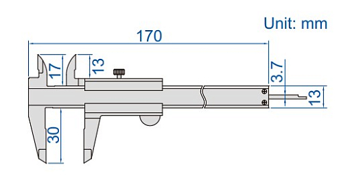 Фото 1 товара Штангенциркуль Шц I-100, 0.05мм вылет губок 30мм, INSIZE
