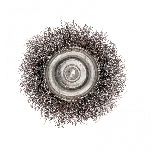 Фото 2 товара Щетка для дрели, 50 мм, "чашка" со шпилькой, витая проволока 0,3 мм Сибртех