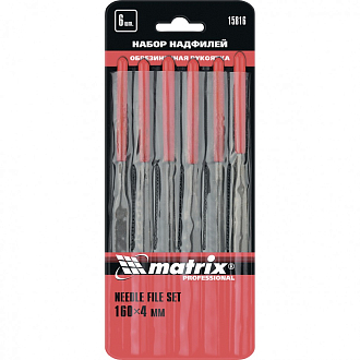 Набор надфилей, 160 х 4 мм, 6 шт, обрезиненные рукоятки Matrix - фото 1