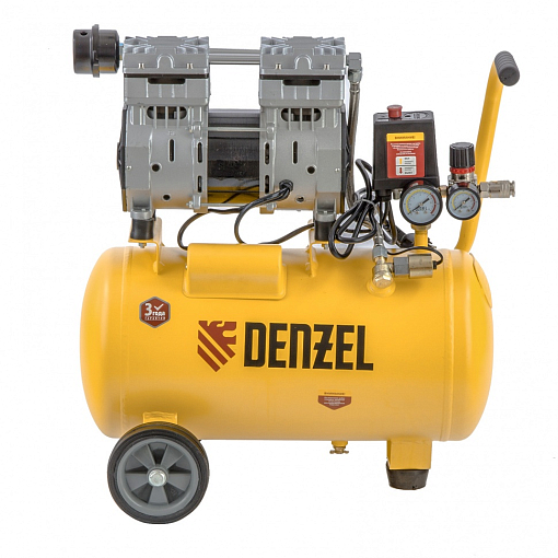 Фото 0 товара Компрессор DLS950/24 безмаслянный малошумный 950 Вт, 165 л/мин, ресивер 24 л Denzel