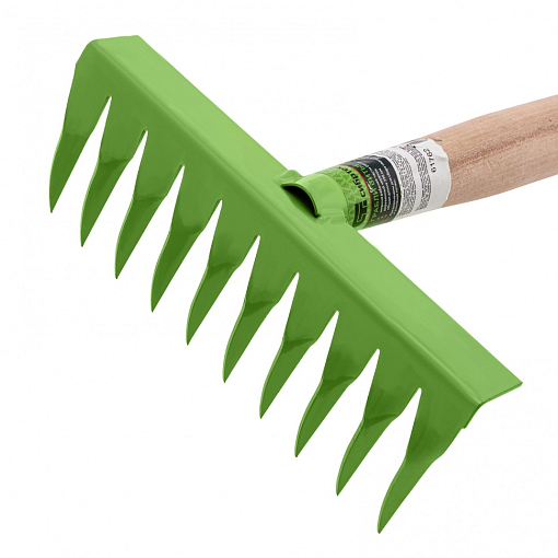 Фото 3 товара Грабли витые 10 - зубые, 200 х 390 мм, стальные, деревянная рукоятка, Агроном, Россия, Сибртех
