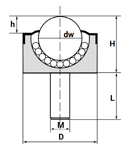 Фото 1 товара Шариковая опора (без фланца) SP 15 B-D-NF M16X15 TECHNIX
