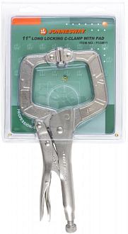 Зажим ручной с фиксацией, С-образный захват, 275 мм, 0-90 мм, Jonnesway - фото 3