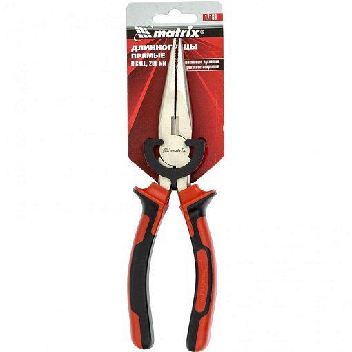Фото 3 товара Длинногубцы прямые Nickel, 200 мм, никелированные, двухкомпонентные рукоятки Matrix