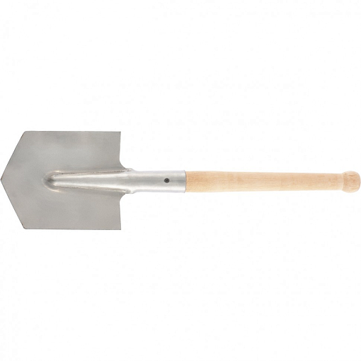 Фото 0 товара Лопата саперная, нержавеющая сталь, 153 х 180 х 585 мм, деревянный черенок, Россия, Сибртех