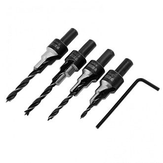 Набор сверл под конфирмат, 3-5 мм, 4 шт Denzel - фото 1