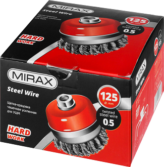Усиленная щетка чашечная для УШМ MIRAX 35144-125 125 мм, проволока 0.5 мм - фото 3