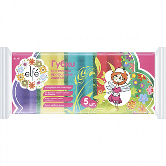 Губки для посуды профильные Comfort, 85 х 65 х 43 мм, 5 шт, Россия Elfe - фото 4