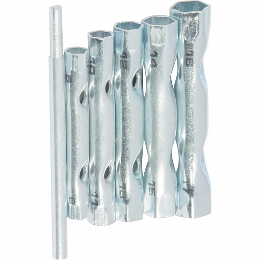 Фото 0 товара Набор ключей-трубок торцевых, 8 х 17 мм, вороток, оцинкованные, 6 шт, Sparta