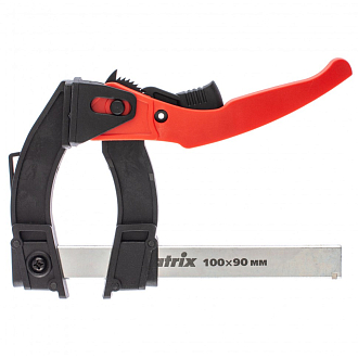 Струбцина реечная быстрозажимная, пластиковый корпус рычажно-храповой механизм, 100 х 90 х 195 мм, штанга 5 х 20 мм Matrix - фото 1