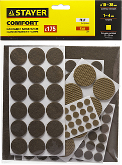 Набор: накладки самоклеящиеся на мебельные ножки STAYER 40916-H175 175 шт., коричневый - фото 5