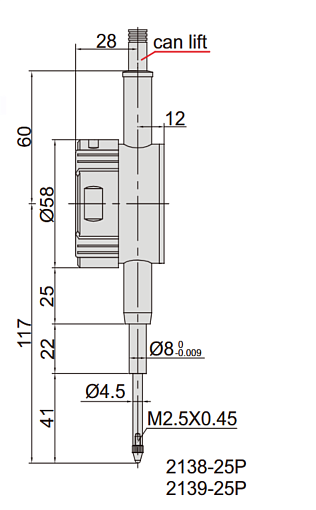 Фото 1 товара Индикатор ИЧЦ 25.4мм/1.0" дел 0.01мм/0.0005" подвижная подъемная крышка измерительного стержня, INSIZE