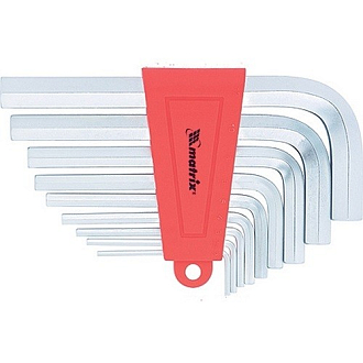 Набор ключей имбусовых HEX, 2-12 мм, CrV, 9 шт, короткие с сатинированным покр.м Matrix - фото 1