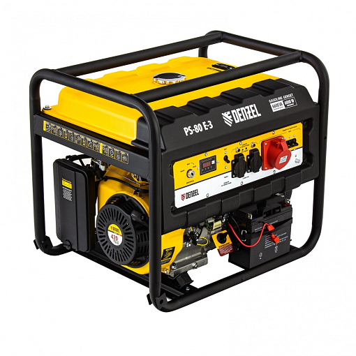 Фото 0 товара Генератор бензиновый PS 80 E-3, 6.5 кВт, 400 В, 25 л, электростартер Denzel