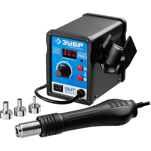 Фото 0 товара Паяльная станция цифровая, 100-450°C, с воздушным нагревом, серия ПРОФЕССИОНАЛ Зубр 55350