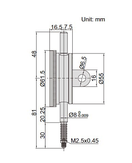 Индикатор ИЧ 10.0мм, 0.01мм IP54 с проушиной, INSIZE - фото 2