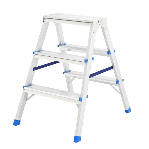Фото 0 товара Стремянка двусторонняя 3 ступени, алюминиевая, Россия, Сибртех