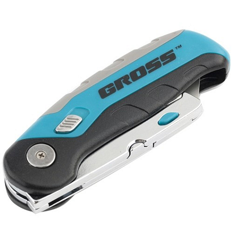 Фото 1 товара Нож монтажныйный, складной, контейнер-держатель для лезвий, 175 мм, 2 зап. лезвия Gross