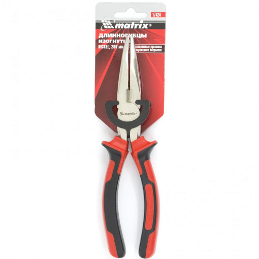 Фото 3 товара Длинногубцы изогнутые Nickel, 200 мм, никелированные, двухкомпонентные рукоятки Matrix