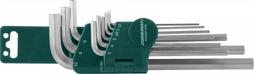 Фото 0 товара Комплект угловых шестиграников LONG 1,5-10мм, 9 предметов S2 материал, Jonnesway