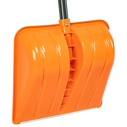 Фото 4 товара Лопата для уборки снега пластиковая, 400х405х1380 мм, стальной черенок, усиленная Сибртех