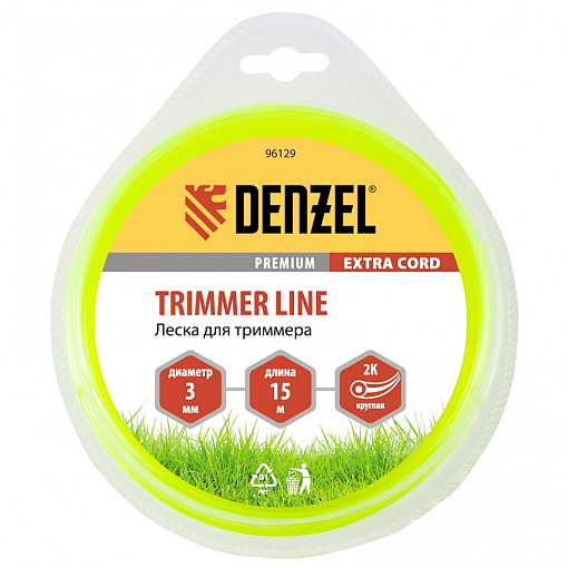 Фото 0 товара Леска для триммера, двухкомпонентная круглая 3,0 мм, 15 м Extra cord Denzel
