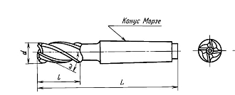 Фреза концевая 32х53х155 z=4 к/х Р6М5 КМ3 Sekira - фото 3