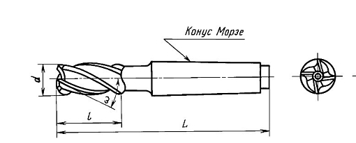 Фото 2 товара Фреза концевая 32х53х155 z=4 к/х Р6М5 КМ3 Sekira