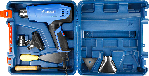 Фото 2 товара Фен технический ФТ-П2000 М2ДК Профессионал ЗУБР 2000 Вт, 1 режим: 60°С; 2 режим: 80-600°С, кейс