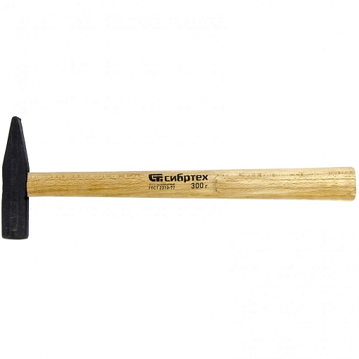 Фото 0 товара Молоток слесарный 300 г, квадратный боек, деревянная рукоятка Сибртех