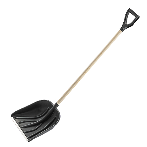 Фото 0 товара Лопата для уборки снега пластиковая, 400х390х1470 мм, деревянный черенок, Россия, Сибртех