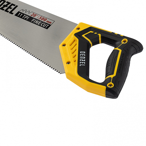 Фото 1 товара Ножовка по дереву, 500 мм, 11 TPI, зуб 3D, двухкомпонентная рукоятка Denzel