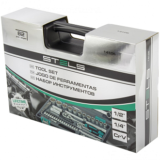 Набор инструментов, 1/2, 1/4, CrV, пластиковый кейс, 82 предмета Stels - фото 3