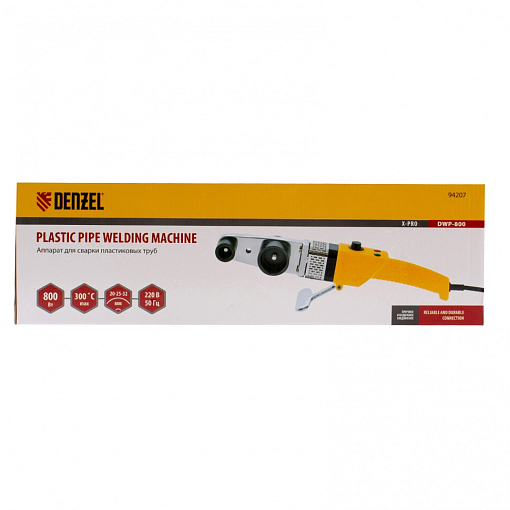 Фото 6 товара Аппарат для сварки пласт. труб DWP-800, Х-Pro, 800 Вт, компл. насадок, 20-32 мм Denzel