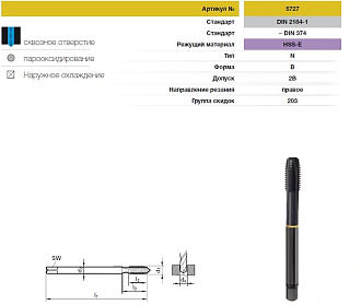 Метчик дюймовый UNF 3/8"-24 (24 ниток/дюйм) GUHRING - фото 2