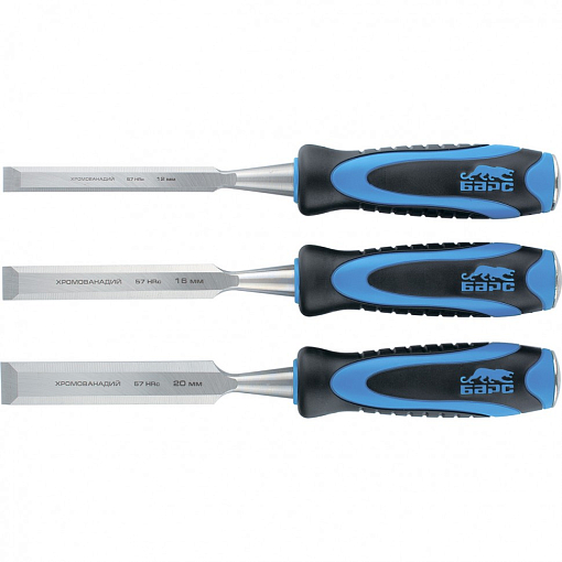 Фото 0 товара Набор долот-стамесок плоских, 3 шт, 12-16-20 мм, , мет. затыльник Барс