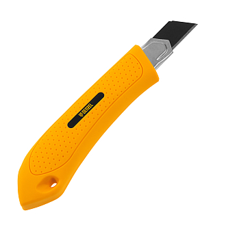 Нож, 18 мм, сменное лезвие, SK4, метал. направляющая, винтовой фиксатор Denzel - фото 2