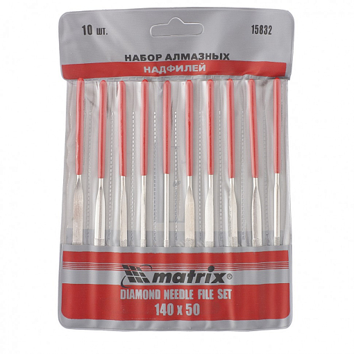 Фото 0 товара Набор надфилей алмазных, 140 х 50 х 3 мм, 10 шт Matrix