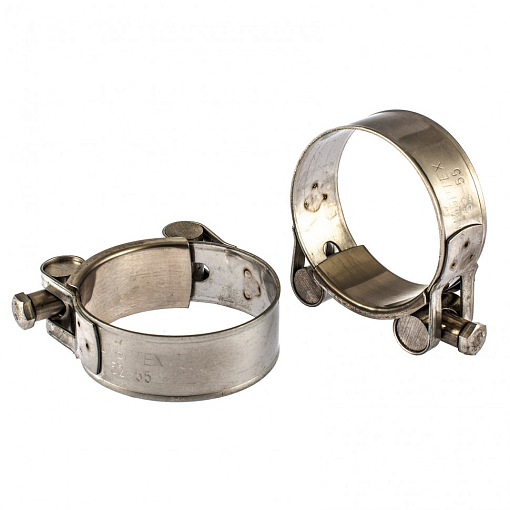 Фото 0 товара Хомуты мет., силовые 52-55 мм, ширина 22 мм, шарнирный, W4, 2 шт Сибртех