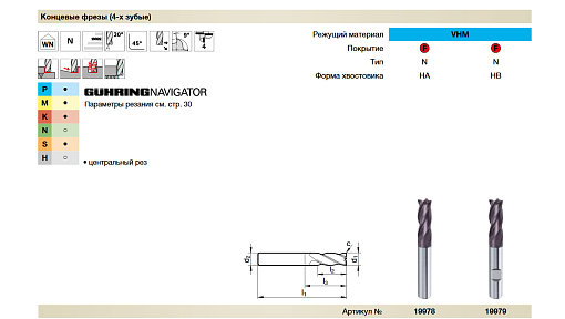 Фото 1 товара Фреза твердосплавная концевая 2,0х8х32 VHM z=4 с покр.м FIRE GUHRING