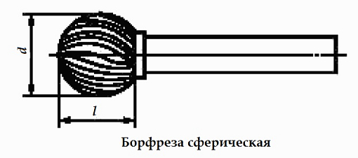 Фото 1 товара Борфреза сферическая тип D 8,0 твердосплавная ВК8