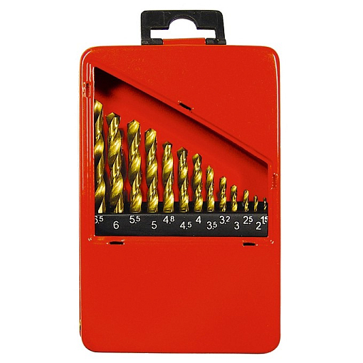 Фото 0 товара Набор сверл по мет., 1,5-6,5 мм (через 0,5 мм+3,2мм; 4,8 мм), НSS, нит.тит., 13 шт Matrix