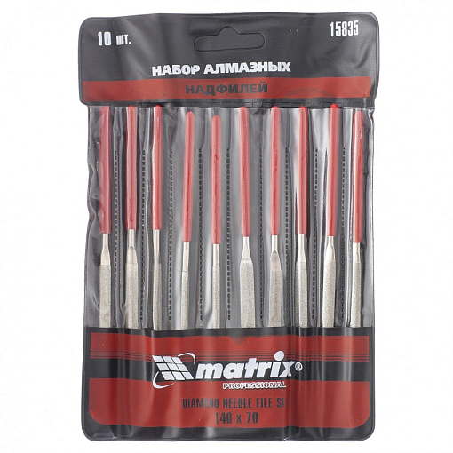 Фото 0 товара Набор надфилей алмазных 140 х 70 х 3 мм, 10 шт Matrix Master