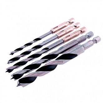 Набор сверл по дереву, 4-5-6-8-10 мм, 5 шт, шестигранный хвост., пластиковый кейс, Matrix - фото 2