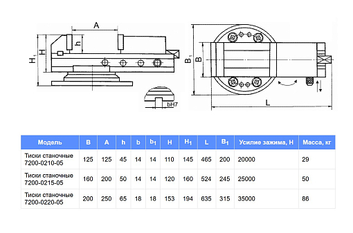 Фото 1 товара Тиски станочные стальные поворотные 7200-0210-05 БЗСП