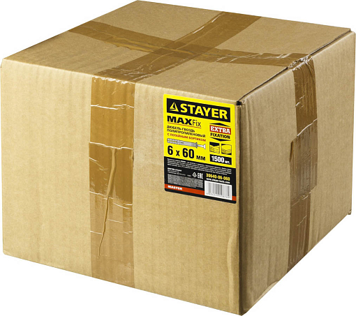 Фото 1 товара Дюбель-гвоздь полипропиленовый с потайным бортиком STAYER 60 x 6 мм, 1500 шт., 30640-06-060