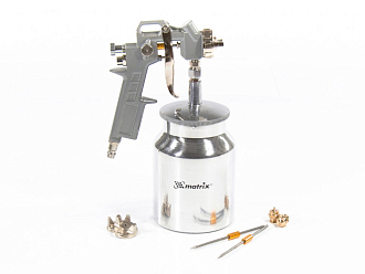 Краскораспылитель пневм. с нижним бачком V 1, 0 л, сопло D 1.2, 1.5 и 1.8 мм Matrix - фото 1